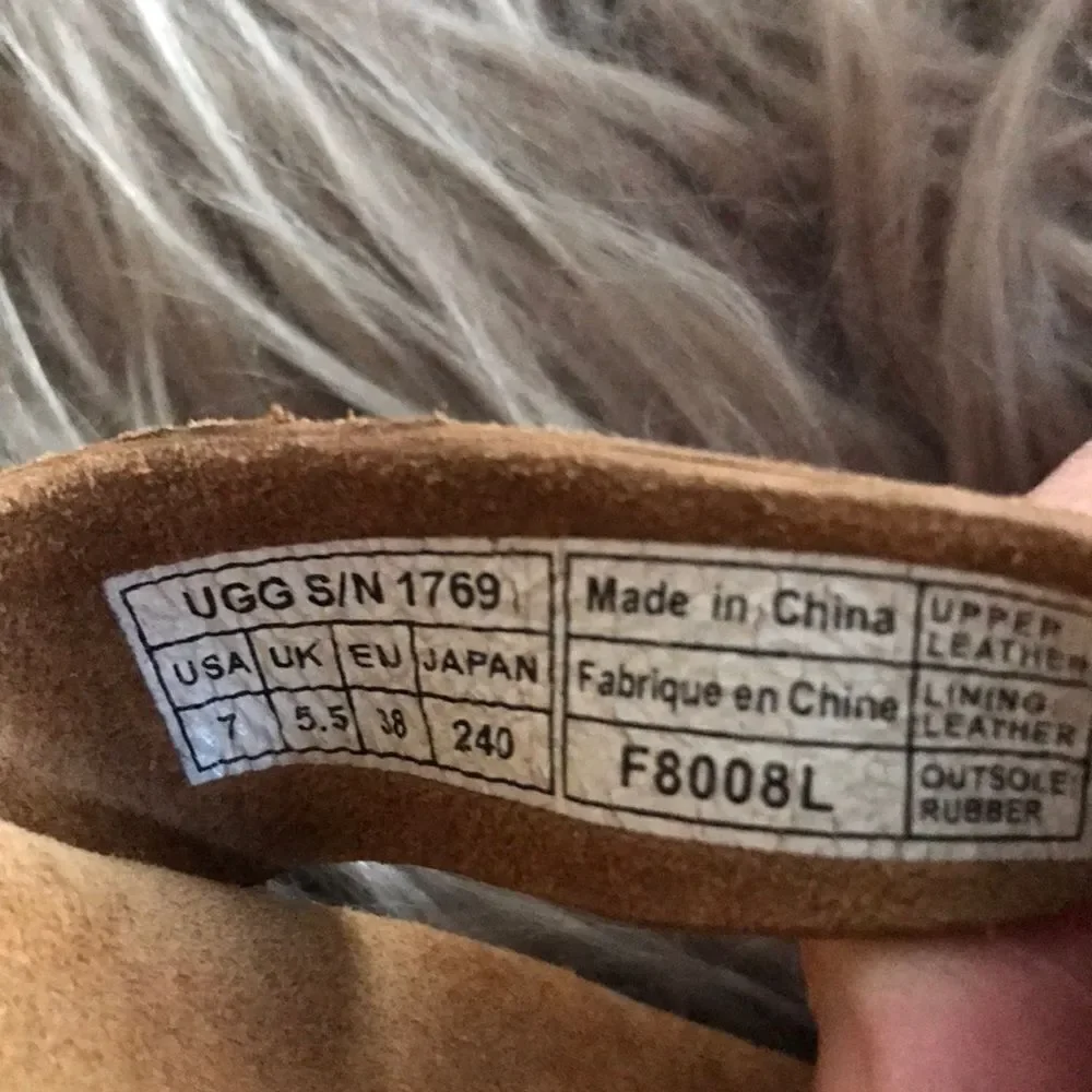 UGG Strappy leather sandals wedge heel 7 brown